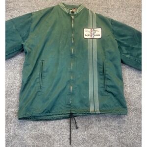 Vintage Dewar Speed Jacket Small Green Ford Mustang Patch Racing Zip Up
